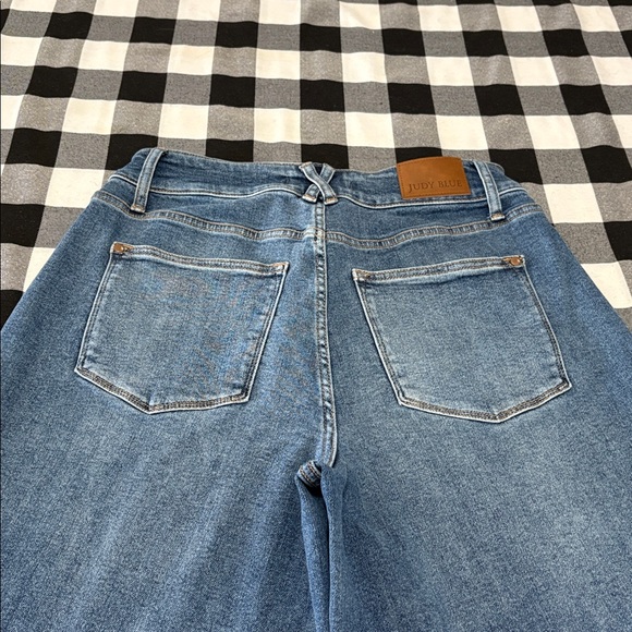 Judy Blue High Waist Double Button Star Front Seam Wide Leg Denim Jeans 14W x 32 - Picture 9 of 15